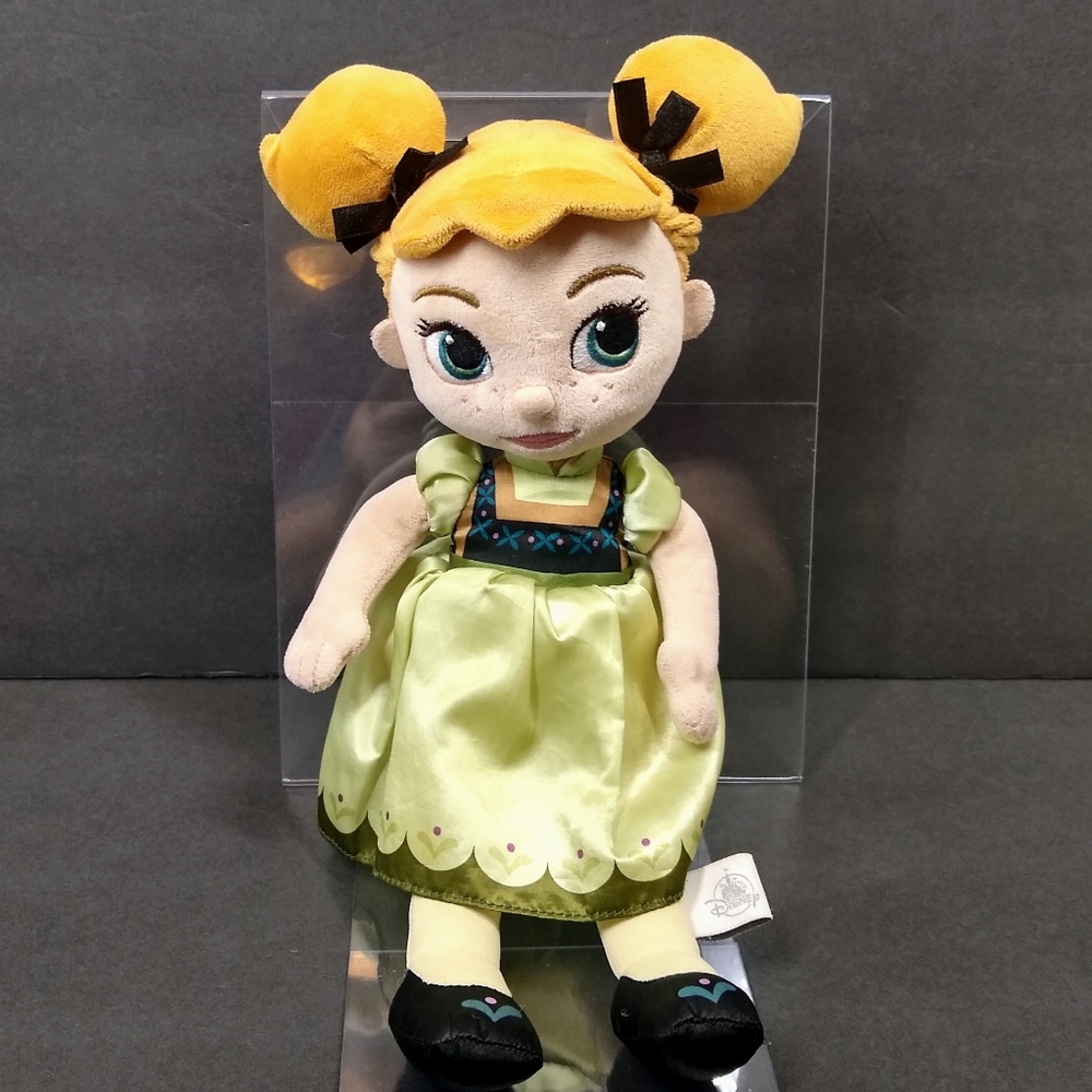 Disney Animators Collection 14"t Frozen Anna Plush Doll Redish Hair Green Dress